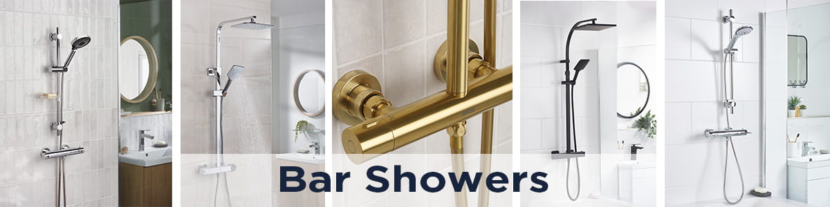 Bristan Range of Bar Showers in Black, Chrome and Brushed Brass finish,