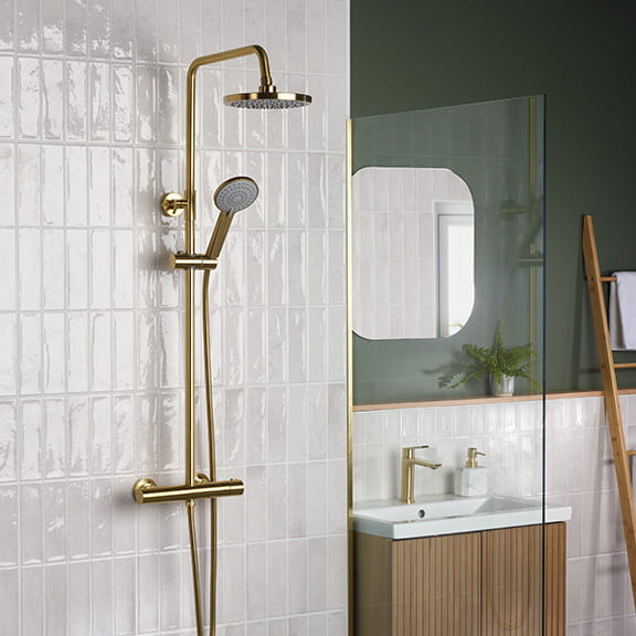 Bristan Buzz Bar Shower in a Brushed Brass finish