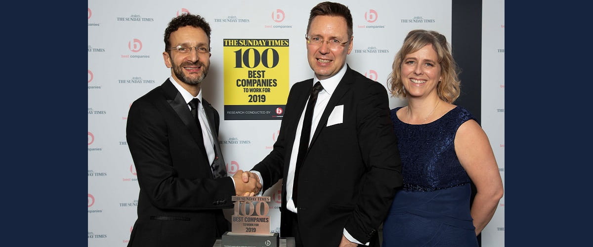 An image of Darius our CEO winning an award on behalf of Bristan