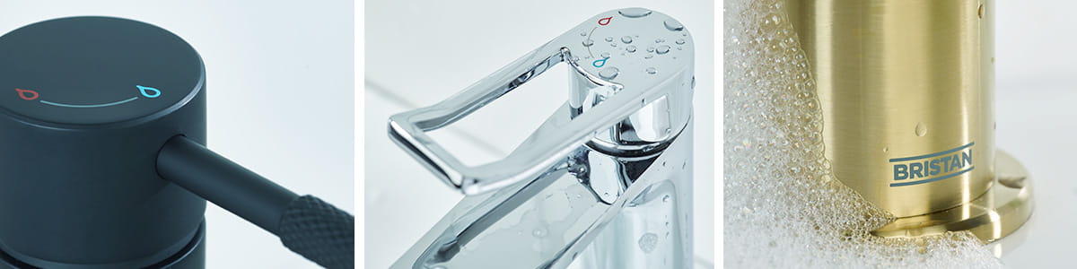 Bristan Basin Mixer Taps in a range of finished, Black, Chrome and Brushed Brass