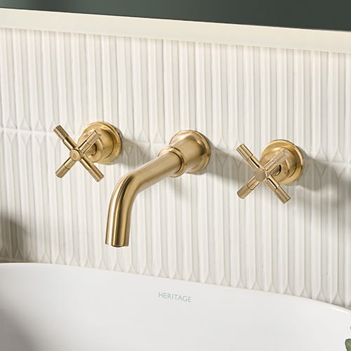 Bristan Cruzar Wallmounted Bath Taps in a Brushed Brass finish