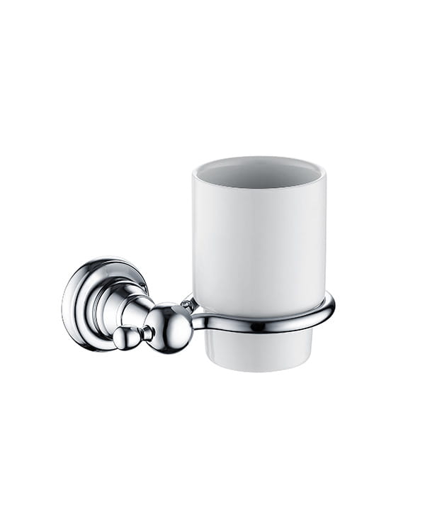 Bristan 1901 traditional bathroom accessories, including a soap dispenser and glass soap dish, in chrome