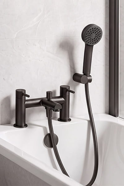 Bristan Mios chrome bathroom taps including basin mixer, bath filler and bath shower mixer
