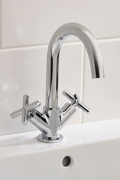 Bristan Naxos chrome crosshead bathroom taps including basin mixer, bath filler and bath shower mixer