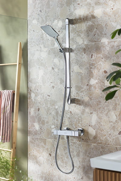 Bristan Qubo shower in a contemporary bathroom