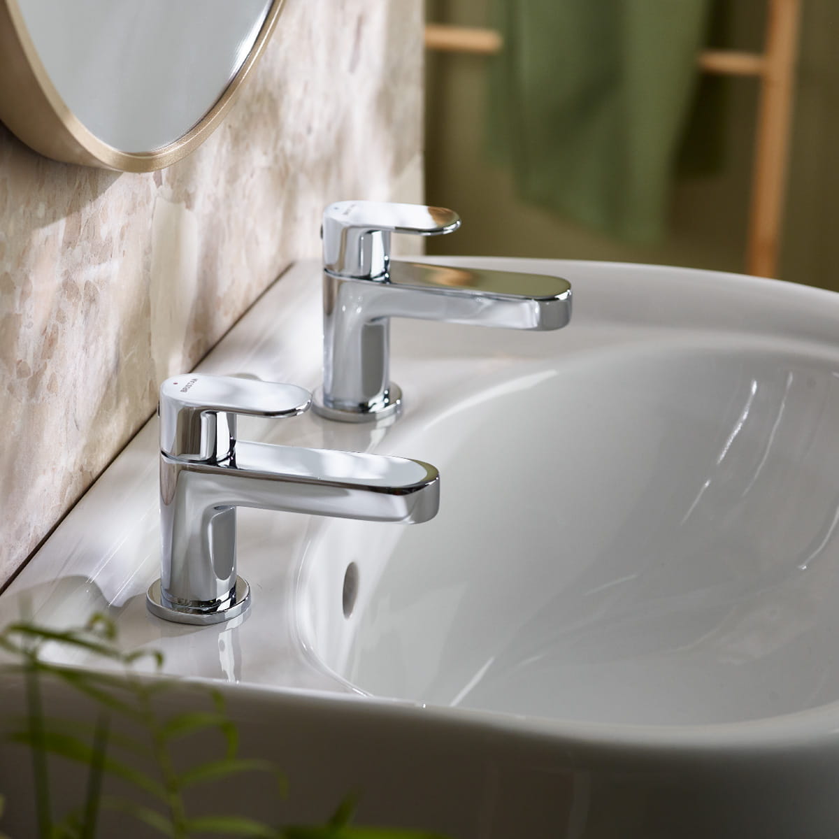 Bristan Frenzy chrome basin taps in a bathroom