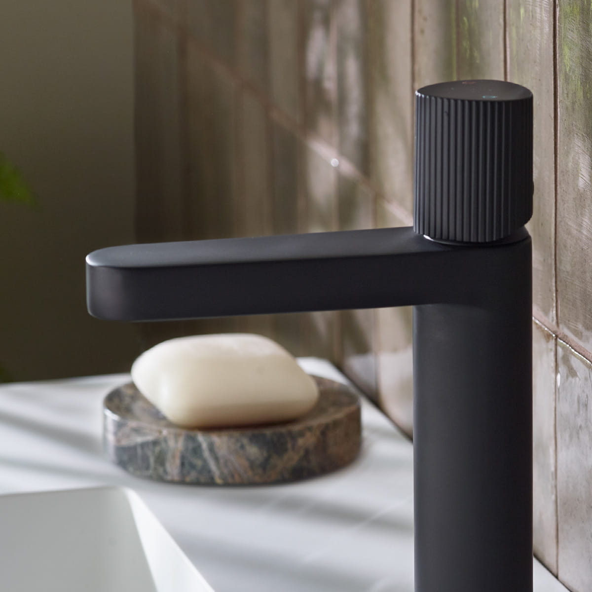 Bristan Lisbon black basin mixer tap in a modern bathroom