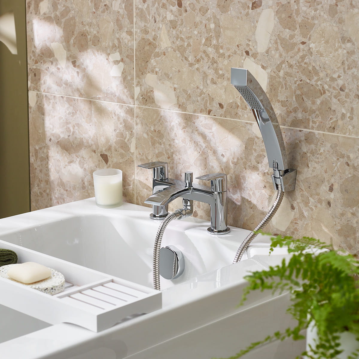 Bristan Gild chrome basin mixer tap in a contemporary bathroom