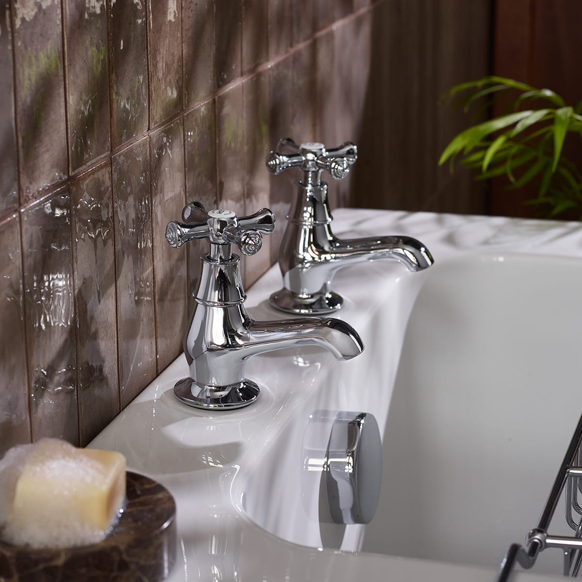 Bristan chrome bath taps in a traditional-style bathroom