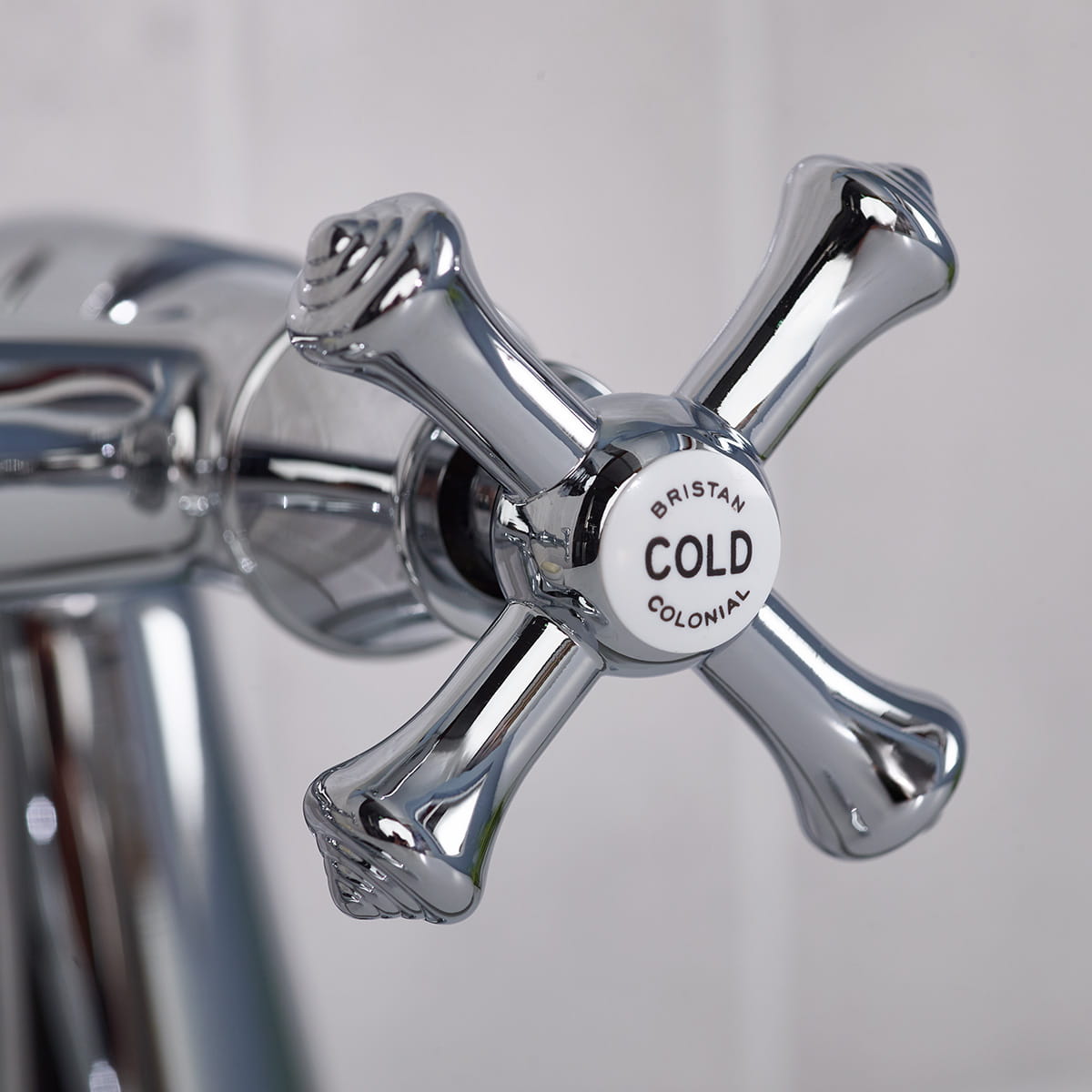 Bristan Colonial chrome bath filler tap styled in a period bathroom