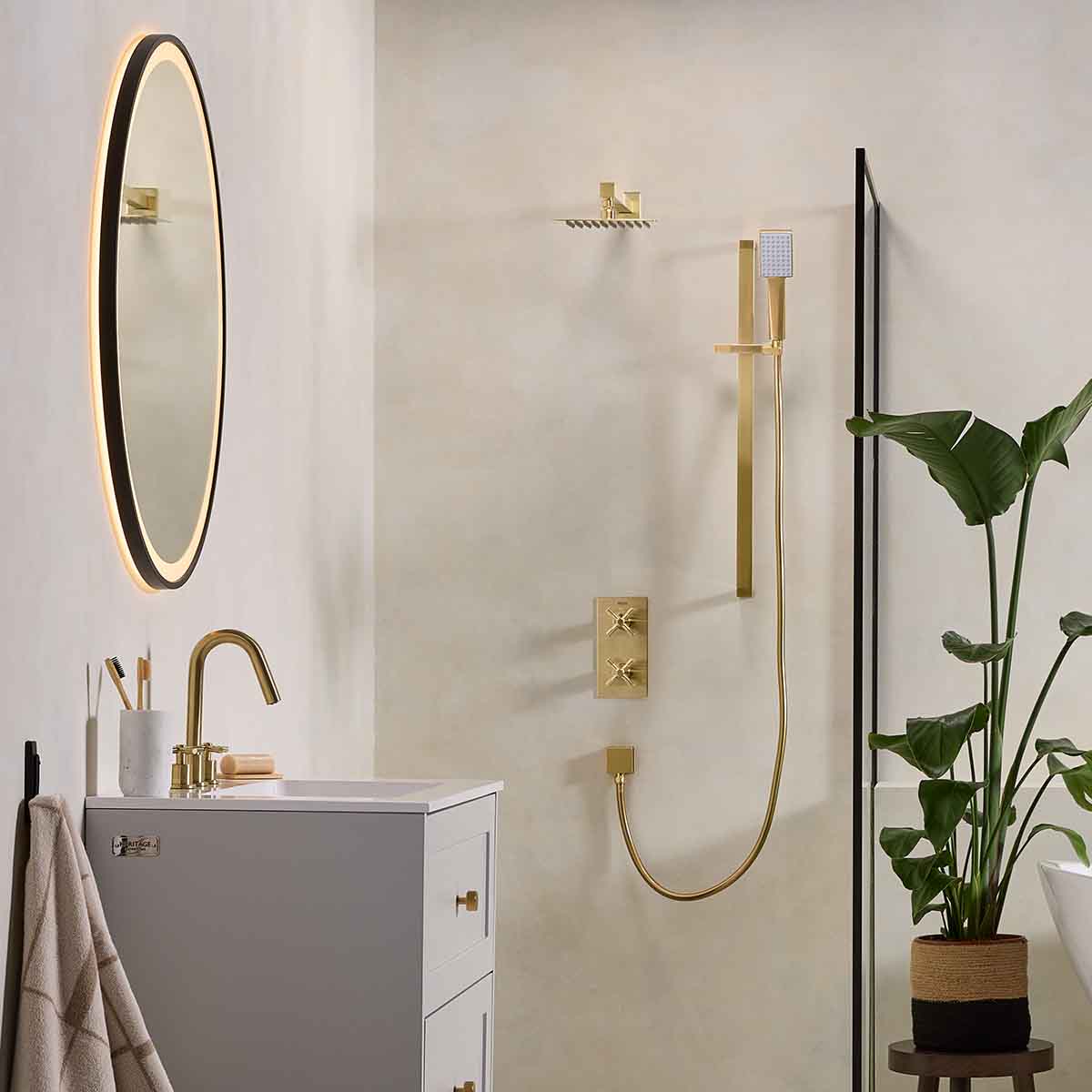 Bristan Cruzar collection styled in a contemporary bathroom