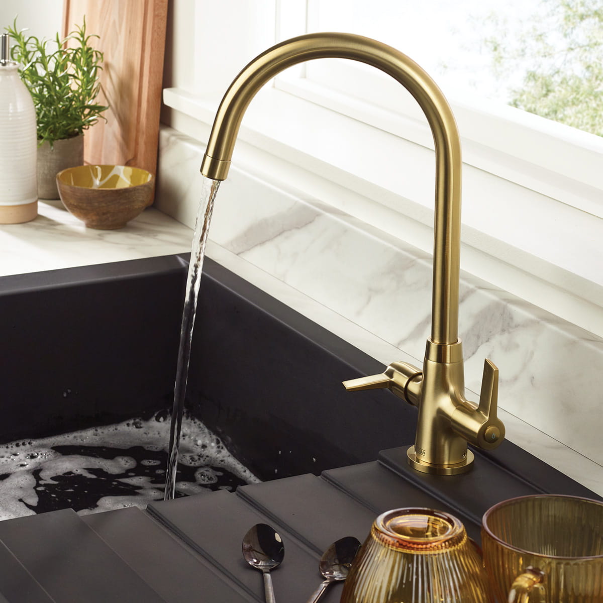 Bristan Easyfit kitchen sink mixer tap in brushed brass finish