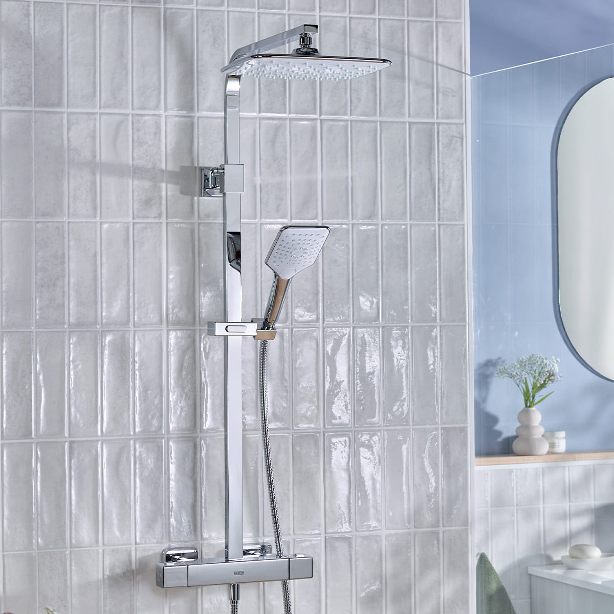 Bristan Craze 2 chrome thermostatic mixer shower in a modern bathroom