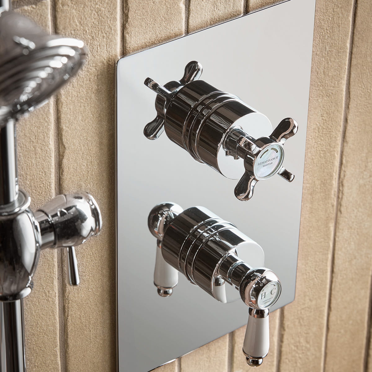Bristan Renaissance 2 traditional shower pack in a period-style bathroom