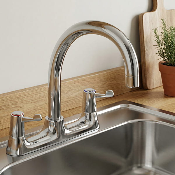 Affordable housing kitchen and bathroom fitted with Bristan products