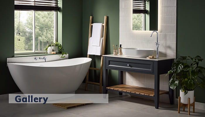 Bristan and Heritage Bathroom Taps, Freestanding Bath and Washstand