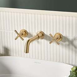 Bristan Cruzar 3 Hole Wall Mounted Basin Mixer Tap  in a  Brushed Brass finish