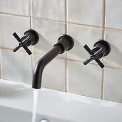 Bristan Cruzar 3 Hole Wall Mounted Basin Mixer Tap in Black finish