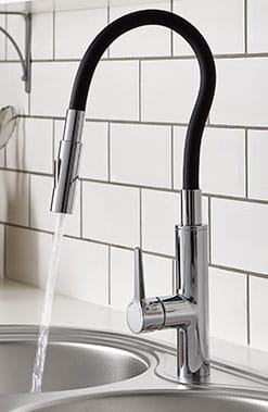 The flexible kitchen tap from Bristan. Bends into any shape and stays there, creating the perfect hands free assistant in the kitchen.