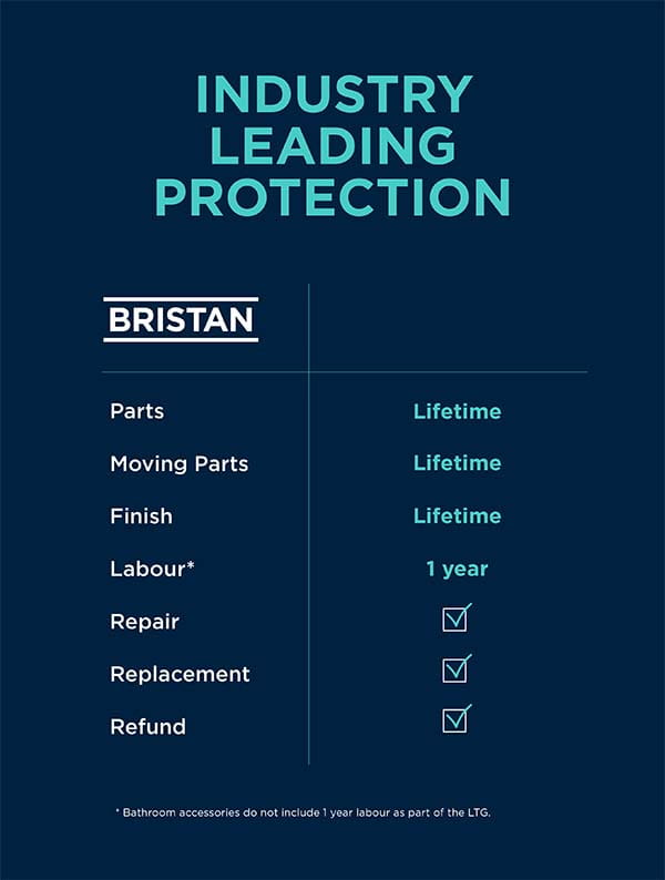 Bristan Lifetime Guarantee - Industry Leading Protection