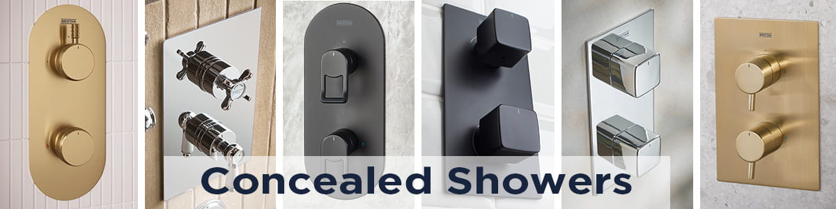 Bristan Concealed Shower in Brushed Brass, Chrome and black finishes