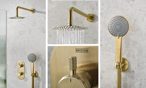 Bristan Molida Shower Pack in a Brushed Brass Finish
