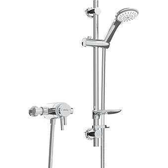 Exposed Dual Control Shower with Adjustable Riser