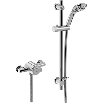 Exposed Shower with Adjustable Riser