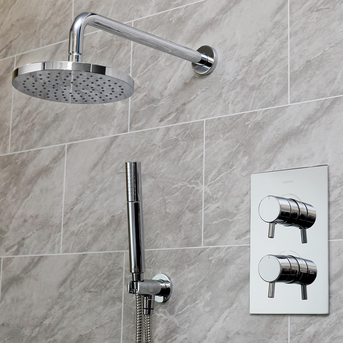 Bristan Hourglass Dual Concealed Mixer Shower with Shower Kit Fixed Head