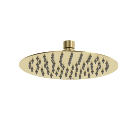 Round Slim Fixed Shower Head 200mm Brushed Brass