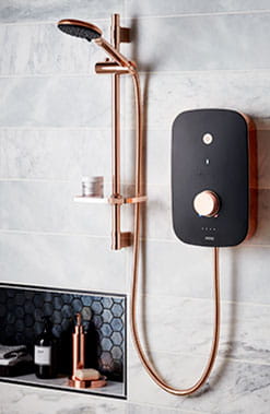 Stunning black and rose gold electric shower from Bristan